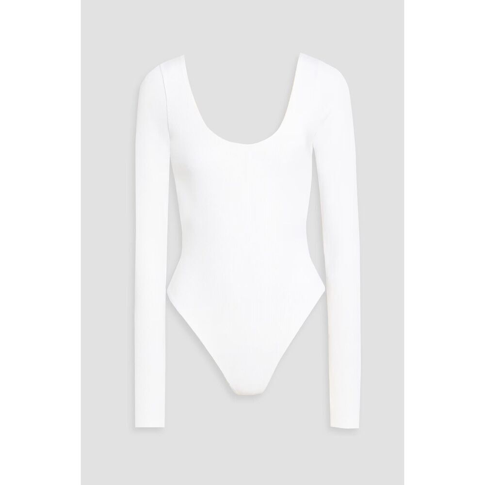 Alice and Olivia Rhys Ballet Neck Bodysuit in White size Medium